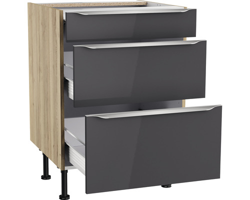 Onderkast met drie lades voor de keuken