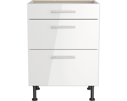 Wastafelonderkast met drie laden en poten