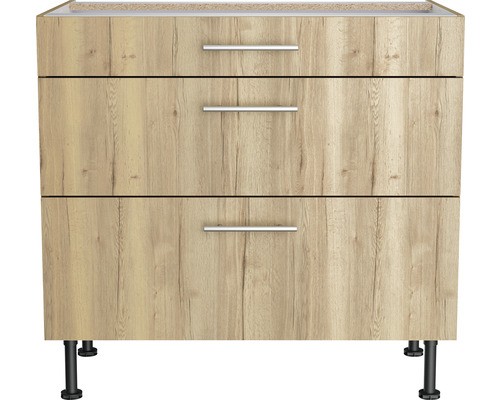 Onderkast met drie laden en metalen handgrepen