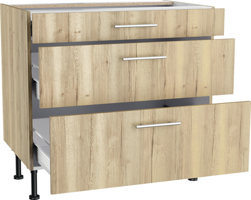 Onderkast met drie laden in houtlook