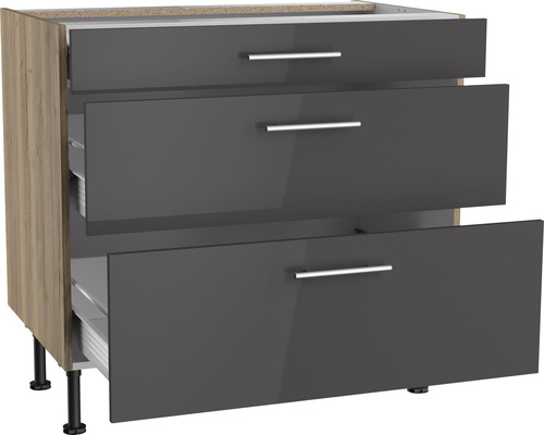 Onderkast met drie lades voor de keuken