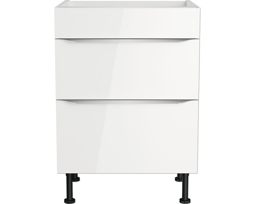 Wastafelonderkast met drie laden en poten