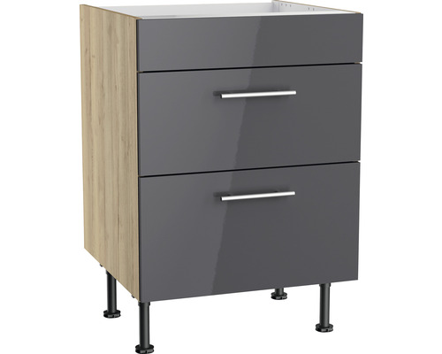 OPTIFIT Ombouwkast voor kookplaat Jonte984 antraciet 60x58,4x87 cm Onderkast met twee laden, poten en handgrepen