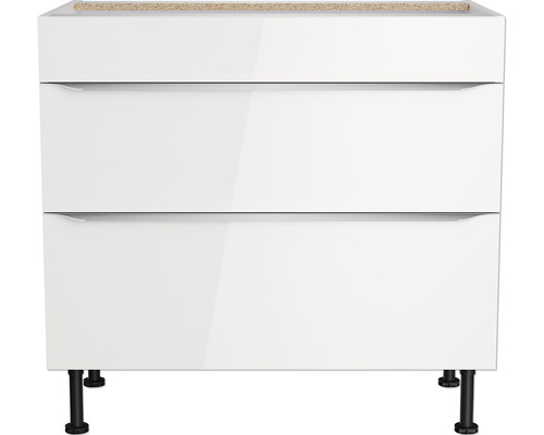 Wastafelonderkast met drie laden en poten