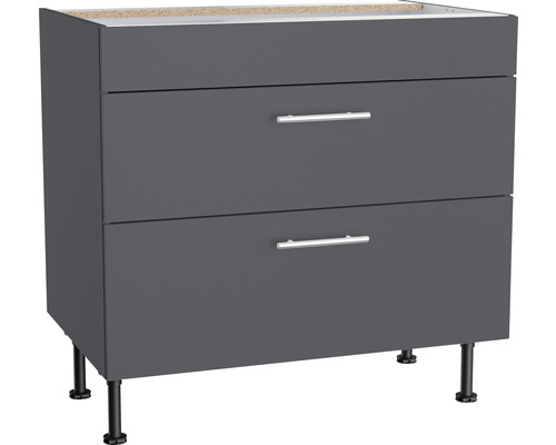 OPTIFIT Ombouwkast voor kookplaat Ingvar420 antraciet 90x58,4x87 cm Onderkast met twee laden en poten voor een badkamer