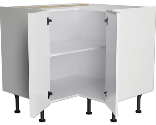 Hoekkast met twee deuren en planken voor de keuken