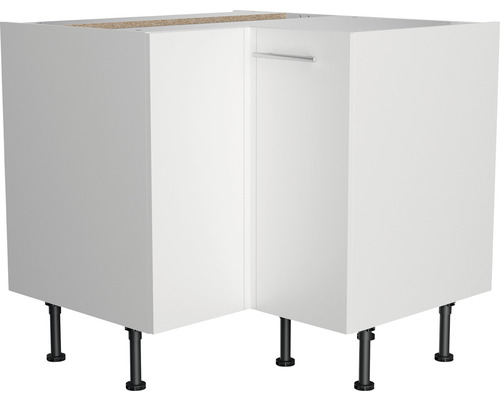 Witte hoekonderkast met deur en handgreep