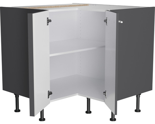 Hoekkast met twee deuren en legplanken