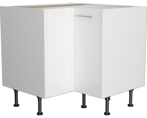 Witte hoekonderkast met deur en handgreep