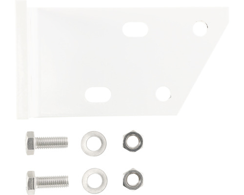 Metalen hoek met schroeven, moeren en ringen