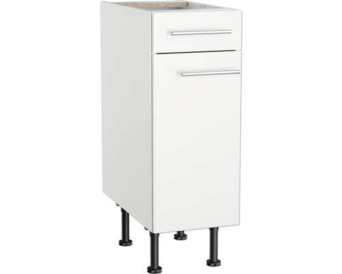 Witte onderkast met twee laden en zwarte poten