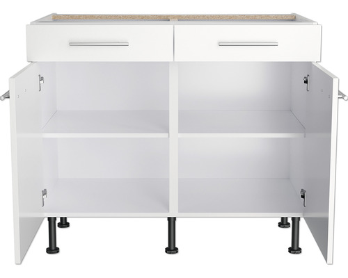 Onderkast met twee laden, twee deuren en legplanken