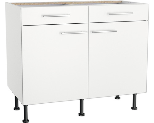 Onderkast met twee laden, twee deuren en poten