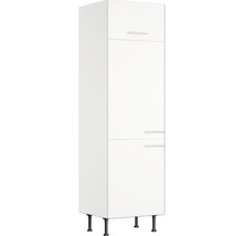 Witte hoge kast met twee deuren en handgrepen