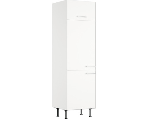 Witte hoge kast met twee deuren en handgrepen