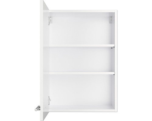 Open witte badkamerkast met legplanken