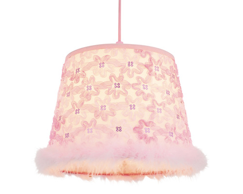 Hanglamp met bloemmotief en verenrand