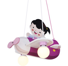 Hanglamp voor kinderkamer met vliegtuig en meisje motief