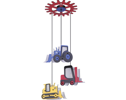 Kinderkamerlamp met tractor-, vorkheftruck- en bulldozer-motieven