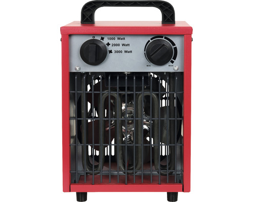 Elektrische kachel met drie warmtestanden en handgreep.