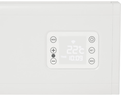Detailweergave van een radiatorthermostaat met digitaal display