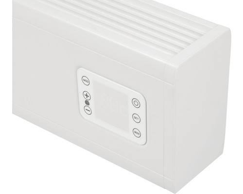 Close-up van een verwarmingstoestel met bedieningselementen