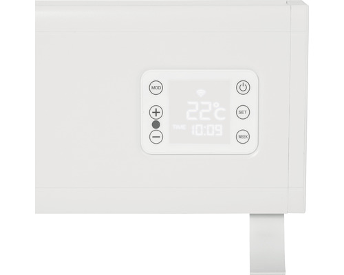 Detailweergave van het display van een radiator met temperatuurweergave