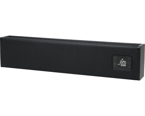 Zwarte radiator met digitaal display voor temperatuurweergave