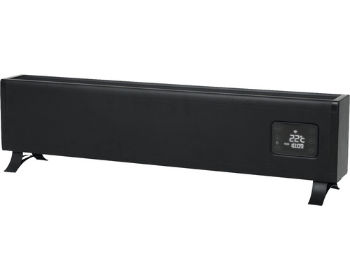 Zwarte convector met digitaal display en standvoeten