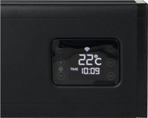 Display van een verwarming met temperatuurweergave en bedieningselementen