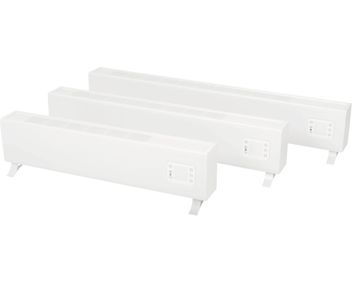 Drie witte convectorkachels in verschillende maten