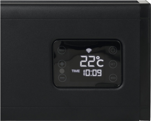 Close-up van een digitale thermostaat met temperatuurweergave