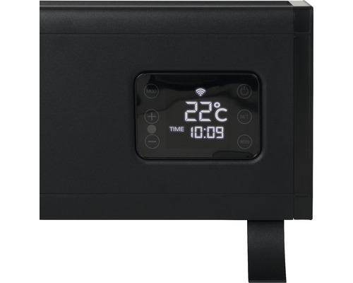 Digitaal display van een verwarming met temperatuur- en tijdweergave