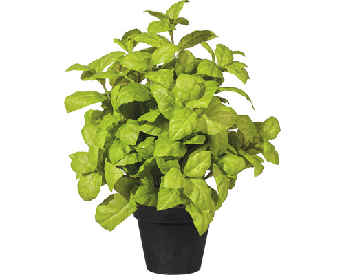 Kunstplant Basilicum groen in pot H 30 cm