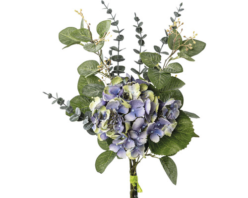 Kunstplant Hortensia mix boeket blauw H 56 cm