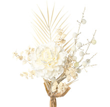 Decoratief kunstboeket met pioenroos en droogbloemen