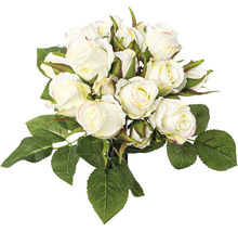 Boeket witte rozen met groene bladeren