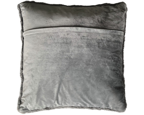 Grijs kussen met rand van imitatiebont