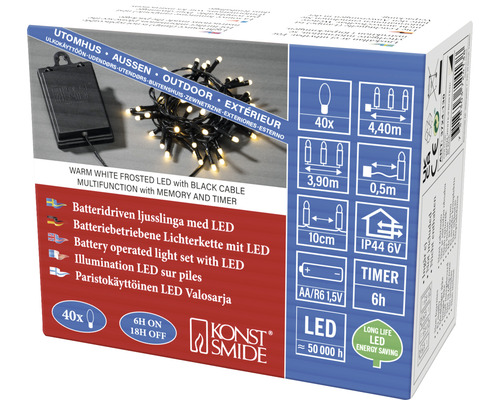 KONSTSMIDE Kerstverlichting LED lichtsnoer 40 lampjes 4 meter warmwit