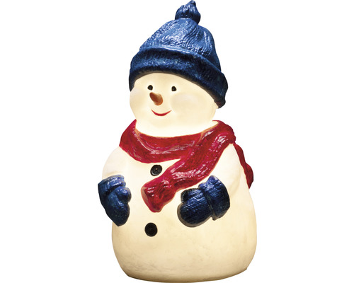 Decoratieve sneeuwpop met muts en sjaal als lichtobject voor de kerstperiode