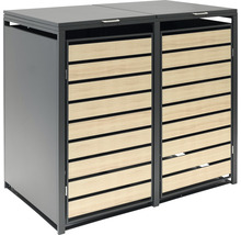 Afvalcontainerberging voor twee afvalcontainers met houten bekleding