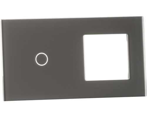 ONE TWO TOUCH Bedieningspaneel glas combinatie 1x afdekraam/1x touch enkel grijs Afdekplaat voor schakelaar met sensor