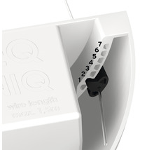 Detailopname van een draadophanging met instelbare lengte