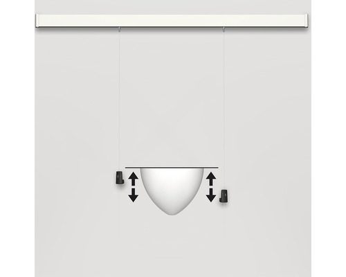 Hanglamp met hoogteverstelling voor montage aan een rail