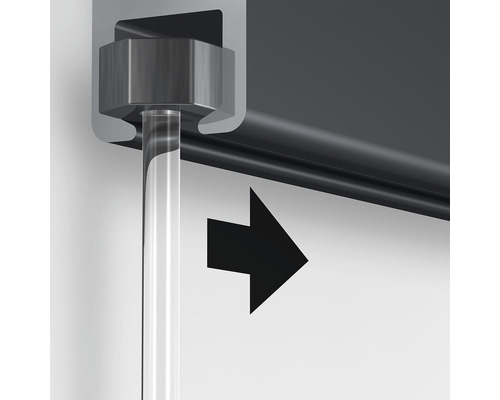 Illustratie van rolgordijnbewerking met trekstang en pijl