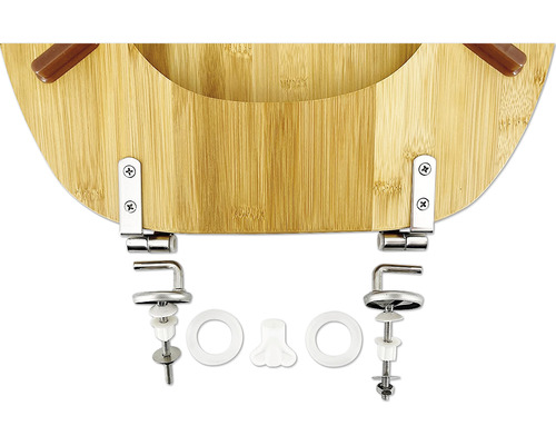 Toiletdeksel van bamboe met bevestigingsmateriaal