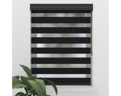 Duo rolgordijn met horizontale strepen in raam