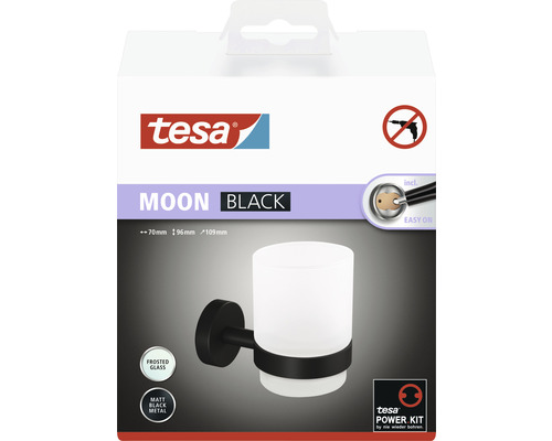Tesa Moon Black tandenborstelbeker voor wandmontage