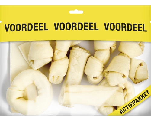 VOSKES Hondensnack blanke kauwkluiven mix 420 g Verpakking met hondenbot-kauwsnacks
