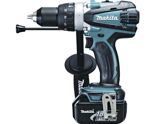 Makita accuslagboormachine met extra handgreep en 18 volt accu